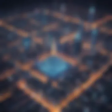 Virtual City of Cyber Security Abstract cyber cityscape illustration