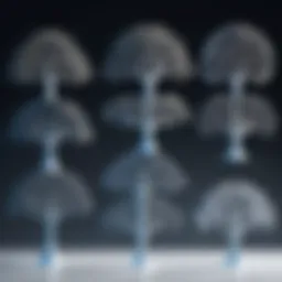 Graphical representation of various data structures including arrays, linked lists, and trees.