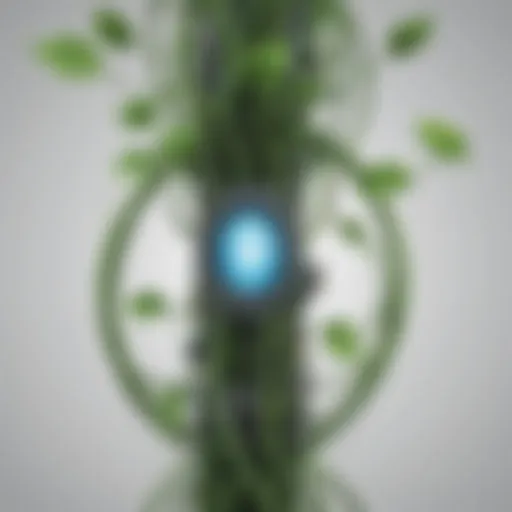 Illustration depicting a futuristic beanstalk intertwining with digital security elements