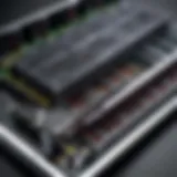 A detailed layout of a blade server setup showcasing its compact design and modular architecture