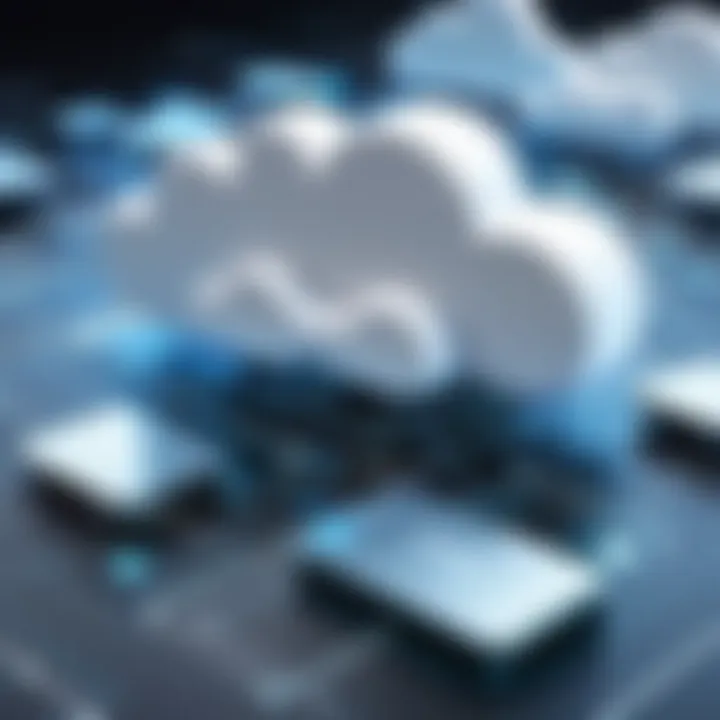Abstract representation of cloud architecture and digital infrastructure