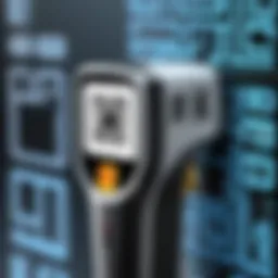 A detailed view of a QR code scanner in action, capturing a QR code.