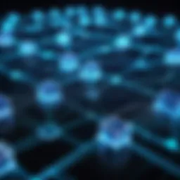 Visual representation of blockchain architecture showcasing nodes and connections.