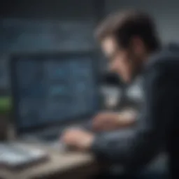 Tech-savvy entrepreneur analyzing data on laptop