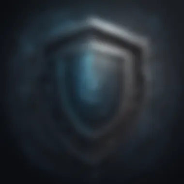 Guardian of Digital Frontiers Cyber security shield with data streams illustration