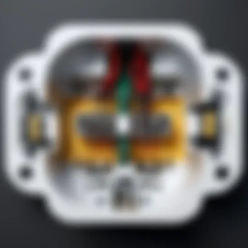 Illustration of a dissected AC outlet plug showing internal components