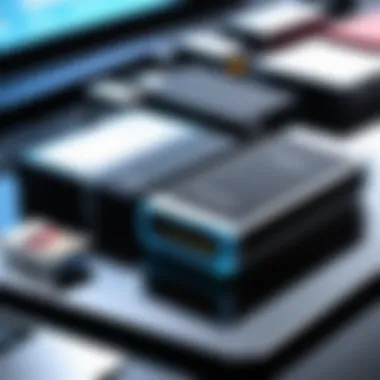 Close-up of a digital evidence collection process involving USB drives and hard disks