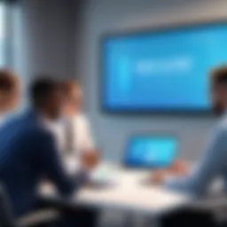 A corporate meeting discussing background check policies