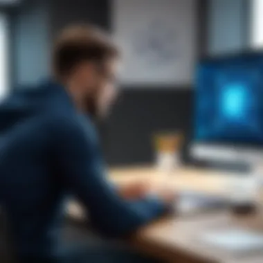 Engagement in Online Blockchain Learning An individual engaged in an online blockchain development course.