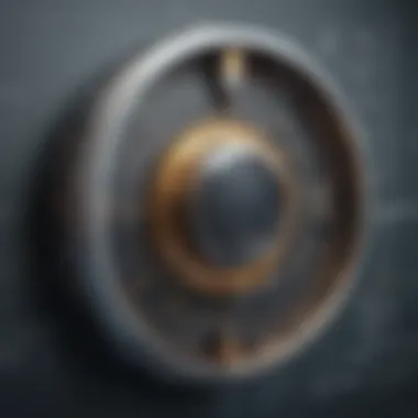 Cryptographic Security Measures Abstract digital lock with intricate coding patterns symbolizing encryption