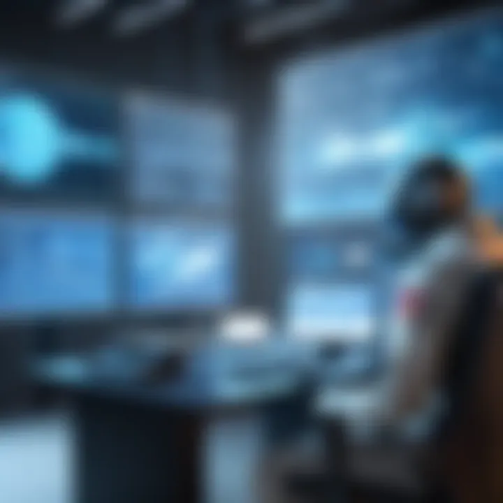 A futuristic representation of cyber threats and defenses