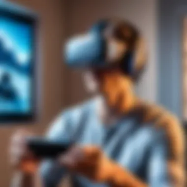 Immersive Gaming with Mobile VR A user immersed in a gaming experience using a mobile VR headset.