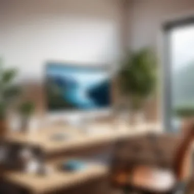 Tranquil Remote Workspace A tranquil workspace showcasing the essence of remote productivity.