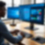 A user navigating a remote desktop interface on a Windows computer.
