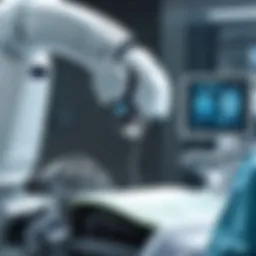 Robot performing intricate surgery in a hospital operating room