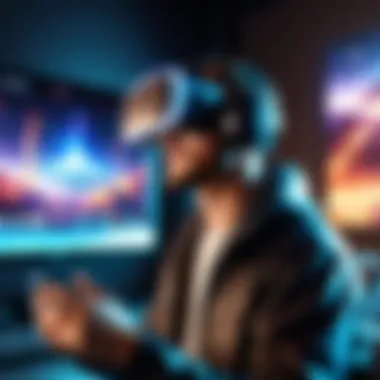 Virtual Reality in Entertainment A gamer experiencing entertainment in a virtual reality space