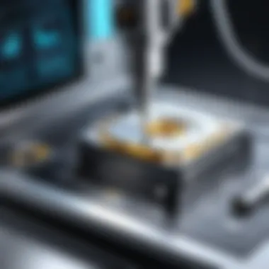 CNC Machine and Data Recovery Visual representation of CNC machine with data recovery tools