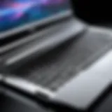 Close-up of a notebook laptop showcasing its sleek design and portability.