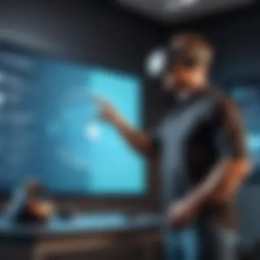 Delivering a Presentation in Virtual Reality Speaker delivering a presentation in a VR setting