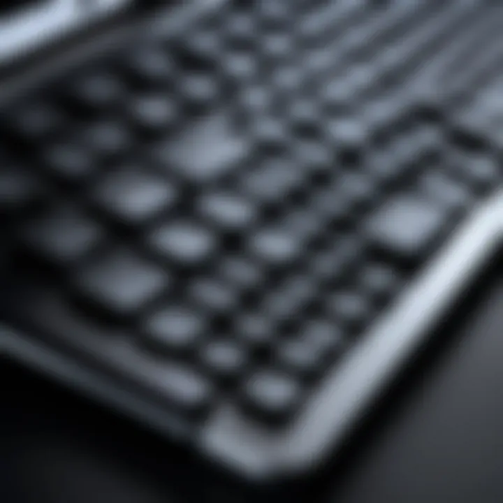 Close-up of a Mac keyboard with ergonomic design elements highlighting comfort.