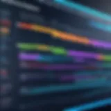 A detailed Gantt chart illustrating project timelines and task dependencies.