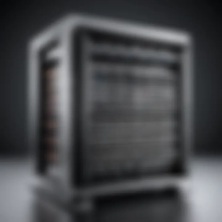 An overview of a rack server configuration highlighting its distinct rack-mounted structure
