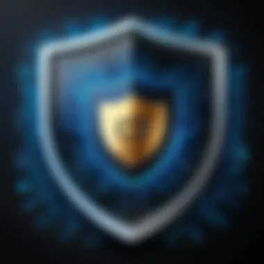 Cybersecurity Shield Against Ransomware A digital shield representing cybersecurity against ransomware threats