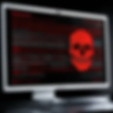 Ransomware Warning on Computer Screen A computer screen displaying a ransomware warning message