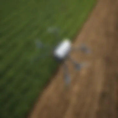 Precision agriculture drone scanning crops from above