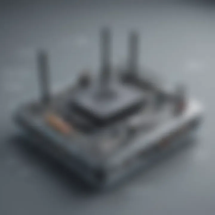 Schematic representation of a router's internal components and functions