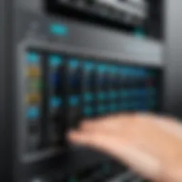 Interior view of a modern server switch panel setup