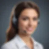 Professional call center agent assisting a customer with a smile