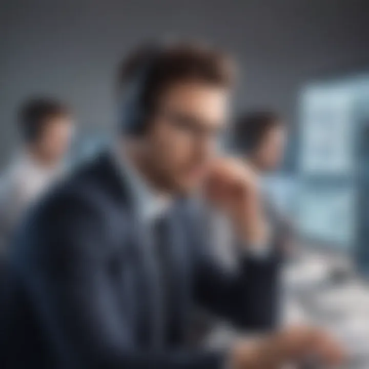 Call center agent managing multiple tasks efficiently