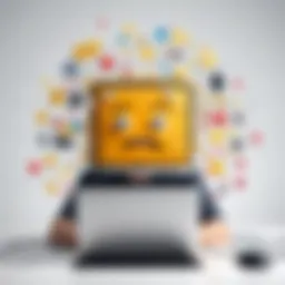 Conceptual illustration of digital communication overwhelmed by spam messages.