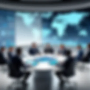 Collaboration Among Executives Collaboration among executives in a technology-focused meeting