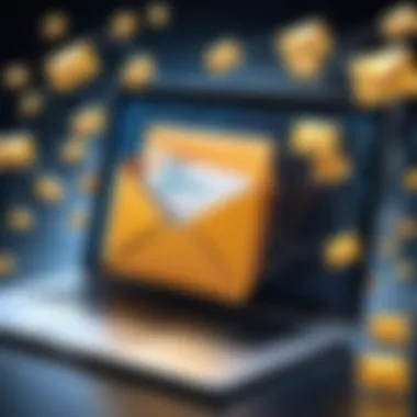 The Intrusion of Spam into Digital Communication Conceptual illustration of spam emails infiltrating a digital inbox