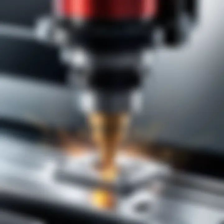 A close-up of a CNC machine in action, showcasing precision in manufacturing.