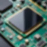 Detailed view of a GSM card with its components highlighted
