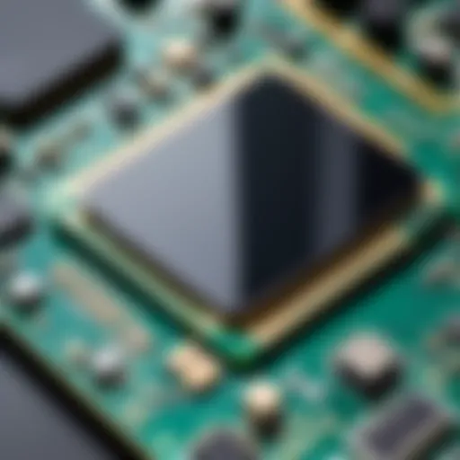 Detailed view of a GSM card with its components highlighted