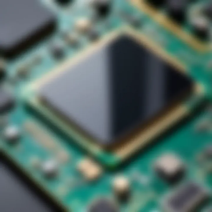 Detailed view of a GSM card with its components highlighted