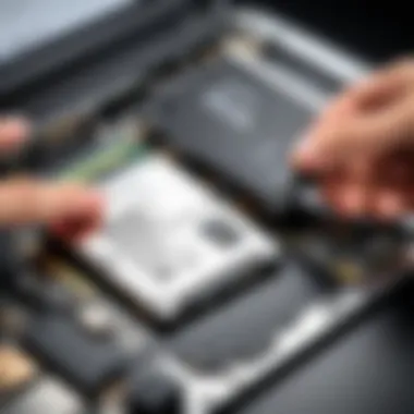 Illustration of internal SSD installation in a laptop