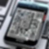 A close-up view of a QR code with a smartphone scanning it.