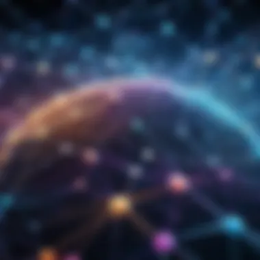 Digital landscape showcasing interconnected networks and data flow