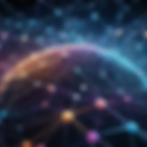 Digital landscape showcasing interconnected networks and data flow