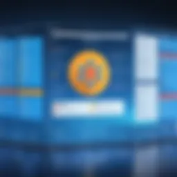 A visual representation of a relational database schema highlighting tables and relationships.