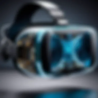 Intricate Design of Virtual Reality Headset A close-up view of a virtual reality headset showcasing its intricate design and components.