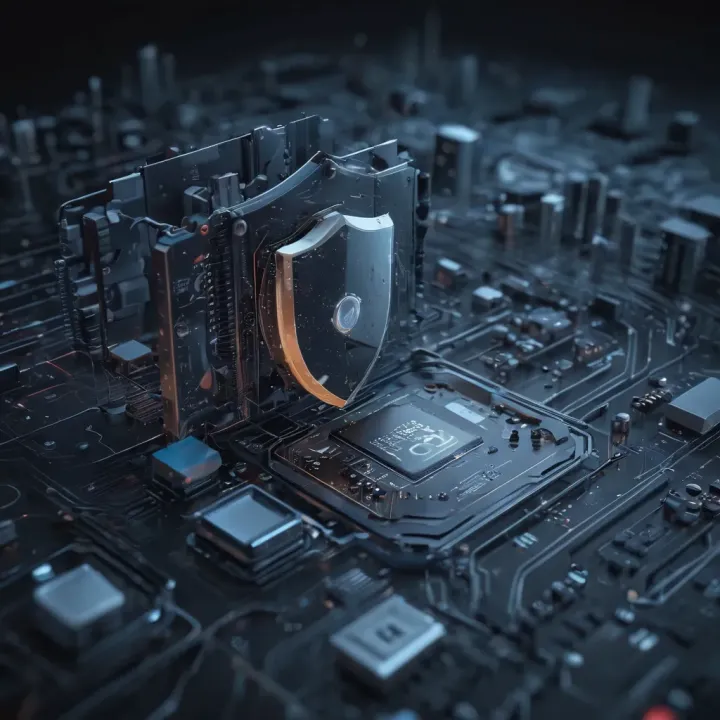 Abstract digital lock with intricate coding patterns symbolizing encryption