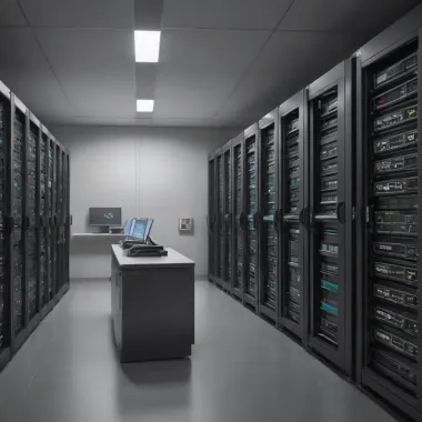 Diverse team of professionals strategizing in a high-tech surveillance command center